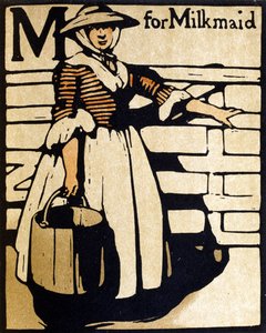 M for Milkmaid, illustration från "An Alphabet", publicerad av William Heinemann av William Nicholson