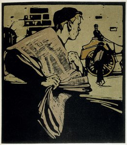 Newspaper Crier, London - i "" Types of London"", av William Nicholson (1872-1949), ed Floury