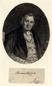 Porträtt av Thomas Bewick (bläck på papper (klistrad på papper)) av William Nicholson