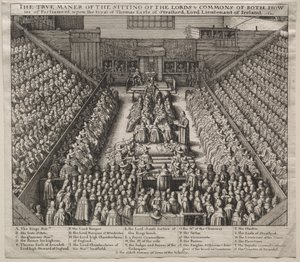 Westminster Hall, Interior, med The Trial of the Earl of Strafford av William Nicholson