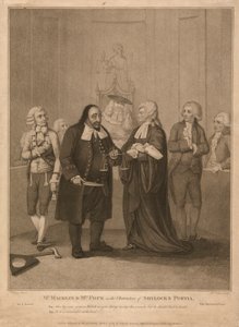 Mr Macklin och Mrs Pope i karaktärerna Shylock och Portia