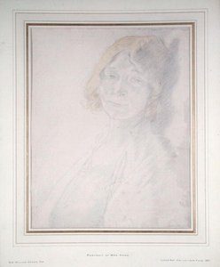 Porträtt av Mrs Hone (penna och akvarell på papper) av William Orpen