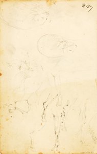 (Studier - figurer, stock, häst och ryttare etc.) av William Page