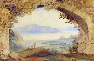 Grekiska figurer under en ruinerad båge (akvarell) av William Page