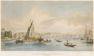 Waterloo Bridge, från väster, med en båttävling