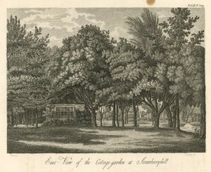 Östlig vy av stugaträdgården vid Strawberry Hill, Twickenham, London