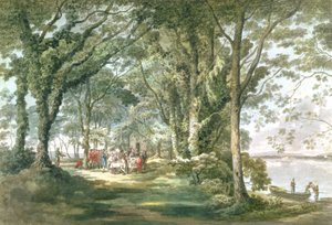 Landskap med figurer vid en utomhusmåltid, 1760-1782