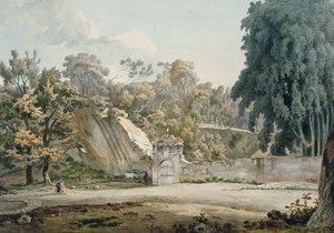 Park Gateway and Fountain (akvarell på papper)