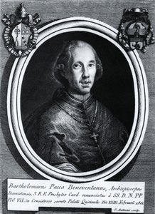 Porträtt av Bartolomeo Pacca (1756-1844), italiensk kardinal, gravyr av Nicolas Toussaint Charlet