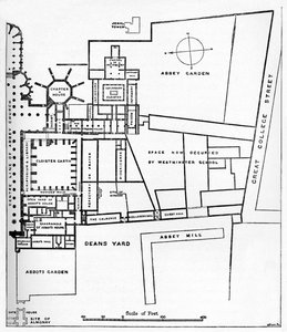 Plan över Benedictine Abbey of Westminster, c1897