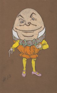 Humpty Dumpty kostymdesign för Alice-in-Wonderland, 1915.