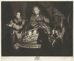 En filosof håller en föreläsning om Orrery av William Pether after Joseph Wright