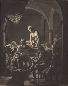 An Academy av Lamplight av William Pether after Joseph Wright