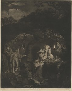 En eremit av William Pether after Joseph Wright
