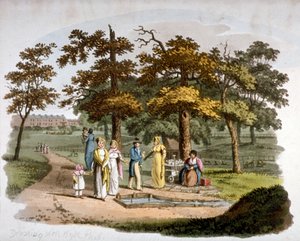 Utsikt över en dryckeskälla, Hyde Park, Westminster, London, 1812