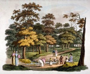 Vy över "doppningsbrunnen" i Hyde Park, Westminster, London, c1810
