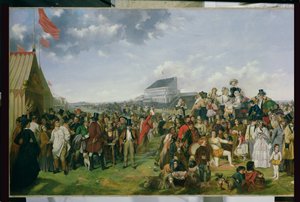 Derby Day olja på duk detalj av 56103 se även 120097 av William Powell Frith