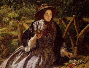 Trädgårdsblommor gör en posy, 1855-1856. av William Powell Frith