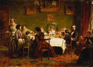 Skiss för "Många lyckliga återkomster av dagen", ca. 1856 (olja ombord) av William Powell Frith