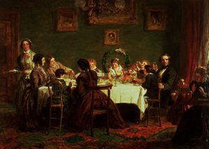 Skissen för "Många lyckliga återkomster av dagen" (olja ombord) (se även 38250) av William Powell Frith