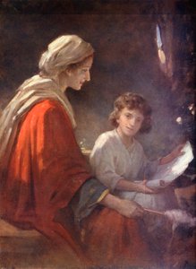Maria och Jesusbarnet, Lukas 2, 39, 40 (färglitografi) av William Pratt