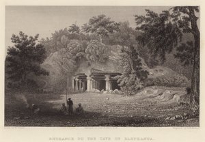 Ingång till Elephanta-grottan (gravyr)