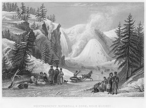 Montmorency Waterfall and Cone, nära Quebec (gravyr)