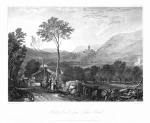 Hornby Castle från Tatham Church, c1822.
