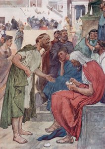 Aristides och medborgaren (färg litho) av William Rainey