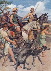 Pelopidas ger sig av mot Thebe (färg litho) av William Rainey