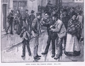 Scen under Preston-strejken 1856 AD av William Rainey