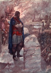 "Fartygen är inte lastade med varor utan bemannade med grymma fiender", illustration från Mary Macgregors "The Story of France Told to Boys and Girls", 1920. av William Rainey
