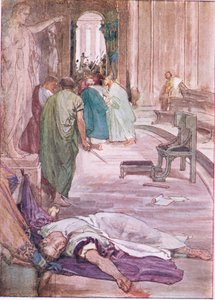 Mordet på Caesar, från Plutarch Lives publicerad av T C & E C Jack Ltd, 1920-talet