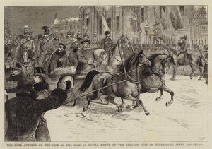 Det sena försöket på Rysslands tsars liv, kejsarens inträde i St Petersburg efter hans flykt av William Ralston