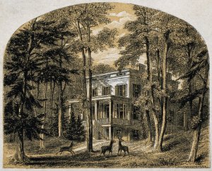 James John Audubons hem "Minniesland", pub. C 1861 (trägravyr)