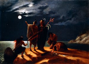 Indianer som upplever en månförmörkelse, ca 1848-50