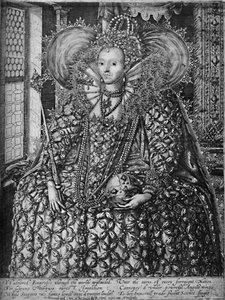 Drottning Elizabeth står i ett rum med ett gallerfönster, c1592 1903