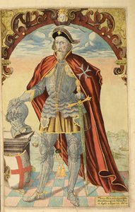Sir Thomas Docwra, från nHonor Military, och Civill, William Segar, pub. Robert Barker, London, 1602 (handfärgad gravyr)