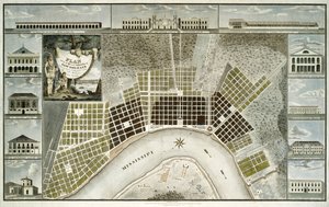Plan över staden och förorterna till New Orleans, 1817 av William Rollinson