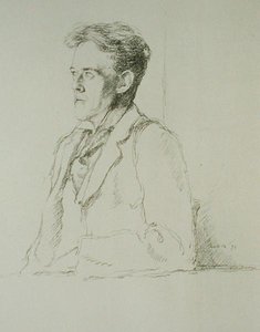 Porträtt av Hilaire Belloc (1870-1953) av William Rothenstein