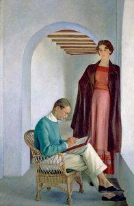 Konstnärens son och hans hustru eller två figurer i en interiör, ca 1930-35 (olja på duk)