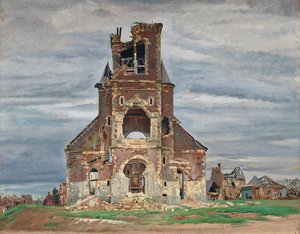 The Church at Bourlon (olja på duk)