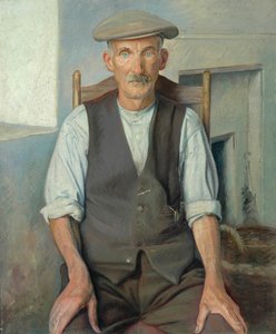 Den gamle trädgårdsmästaren (olja på duk) av William Rothenstein
