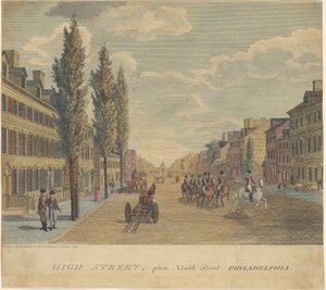 High Street, från Ninth Street, Philadelphia av William Russell Birch