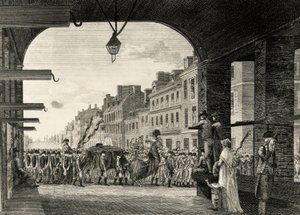 George Washingtons begravningståg längs High Street i Philadelphia