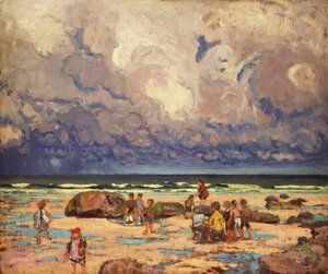 Children on the Beach, ca 1910 (olja på panel)