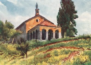 Kyrka nära Vallauris (färglitografi) av William Scott