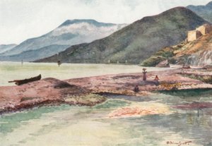 Italien och Frankrike, Roya-mynningen (färglitografi)