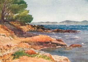 På stranden nära Carqueiranne (färglitografi)