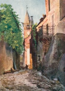 Gata i Villanuova, nära Albenga (färglitografi)